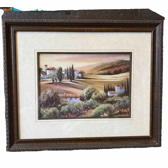 Art Fram Landscape Carol Jessen "Afternoon Light In Tuscany" Canvas Litho 38"W - Picture 1 of 8